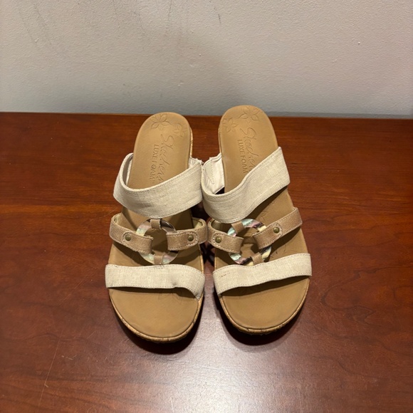 Sketchers Women's Cali Beverlee Sail Away Wedge Sandals in Natural Size 9 - Picture 3 of 11